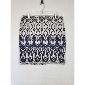 Willi Smith Womens Mini Skirt Mid Rise Floral Print Navy White Size 14